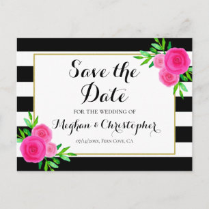 Vintage Wasserfarben - Streifen Save the Date Ankündigungspostkarte