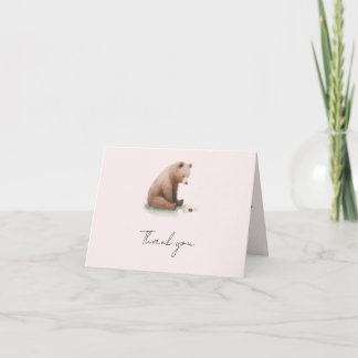 Vintage-Wasserfarben-Teddybär-Baby-Party Dankeskarte