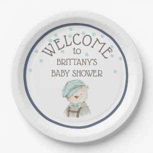 Vintage-Wasserfarben-Teddybär-Baby-Party Pappteller