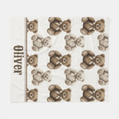 Vintage-Wasserfarben-Teddybär Fleecedecke (Vorderseite (Horizontal))