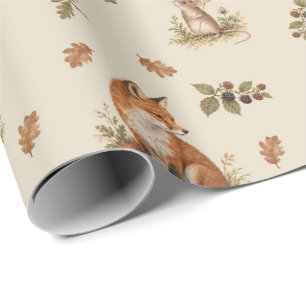 Vintage-Wasserfarben-Waldtiere-Muster Geschenkpapier