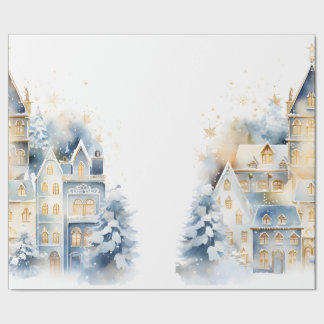 Vintage-Wasserfarben-Weihnachten-Haus-Geschenkpapi Geschenkpapier
