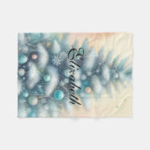 Vintage-Wasserfarben-Weihnachtsbaum und -Ornamente Fleecedecke (Vorderseite (Horizontal))