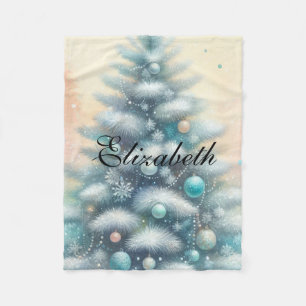 Vintage-Wasserfarben-Weihnachtsbaum und -Ornamente Fleecedecke