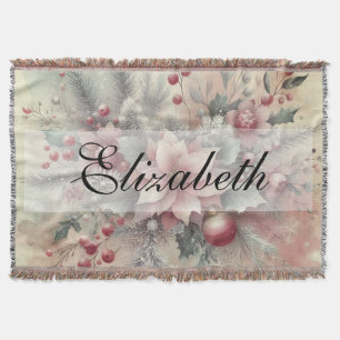 Vintage Wasserfarben Weihnachtsblumen und Ornament Decke