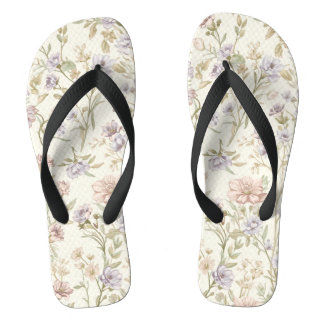 Vintage-Wasserfarben-Wildblumen-Nahtloses Muster Badesandalen