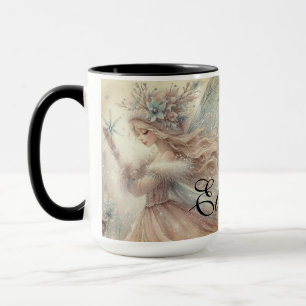 Vintage-Wasserfarben-Winter-Schnee-Fee-Fantasie-Ku Tasse