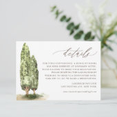 Vintage Wasserfarbenbaumen Hochzeitsdetails Begleitkarte (Stehend Vorderseite)