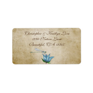 Vintage Wasserfarbendragonfly Blue Floral Adressaufkleber