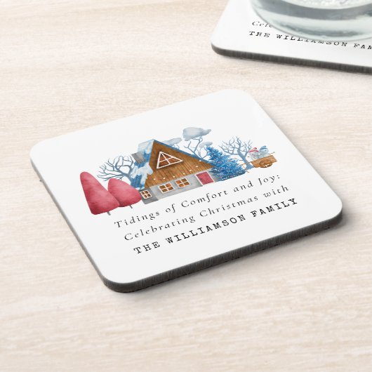 VINTAGE WASSERFARBENHAUS KUNSTSTOFFFAMILIE GETRÄNKEUNTERSETZER (Linke Seite)