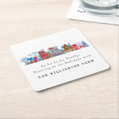 VINTAGE WASSERFARBENHAUS PERSONALISIERT RECHTECKIGER PAPPUNTERSETZER (angewinkelt)