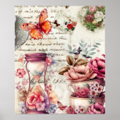 Vintage Wasserfarbenkollage Poster (Vorne)