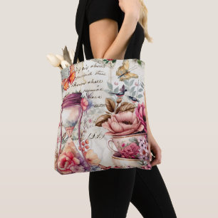 Vintage Wasserfarbenkollage Tasche