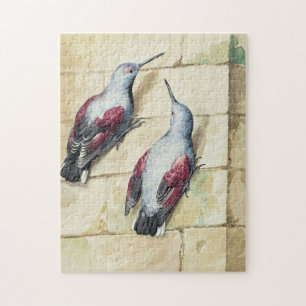 Vintage-Wasserfarbenkunst eines roten und grauen V Puzzle