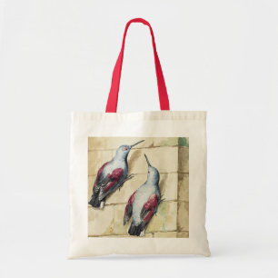 Vintage-Wasserfarbenkunst eines roten und grauen V Tragetasche