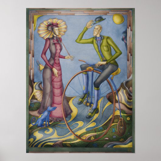 Vintage Wasserfarbenkunst Poster (Vorne)