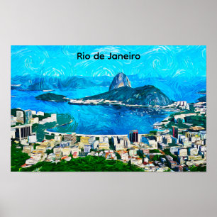 Vintage-Wasserfarbenmalerei von Rio de Janeiro Poster