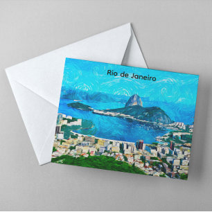 Vintage-Wasserfarbenmalerei von Rio de Janeiro Postkarte