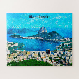 Vintage-Wasserfarbenmalerei von Rio de Janeiro Puzzle