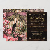 Vintage Wasserfarbenpfeife und Blume Geburtstag Einladung (Vorne/Hinten)