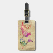 Vintage Wasserfarbenreise Weltkarte Gepäckanhänger (Vorderseite vertikal)