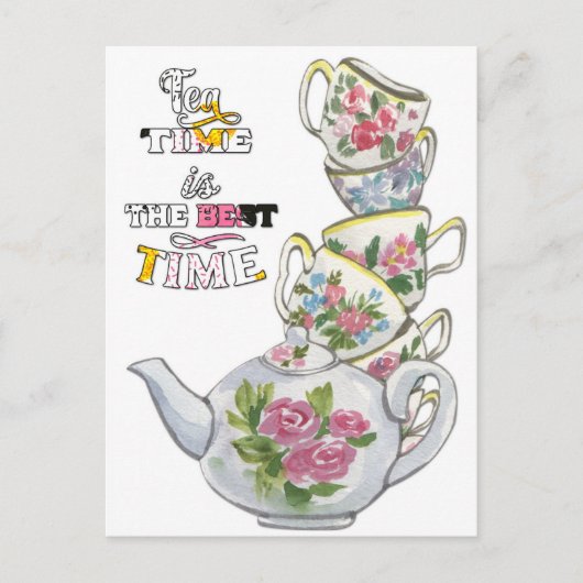 Vintage Wasserfarbenzeit Postkarte (Vorderseite)