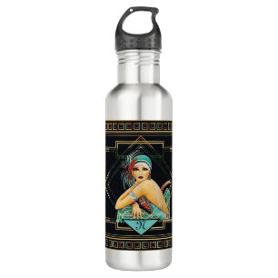 Vintage Wasserflasche im Art Deco-Stil der 20er Ja Edelstahlflasche