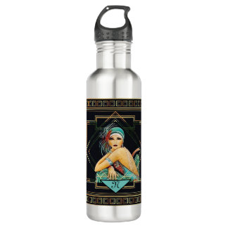 Vintage Wasserflasche im Art Deco-Stil der 20er Ja Edelstahlflasche