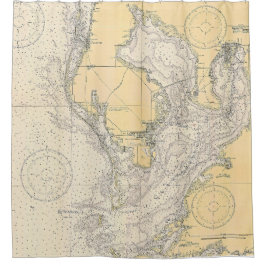 Vintage Wasserkarte von Tampa Bay, Florida Duschvorhang