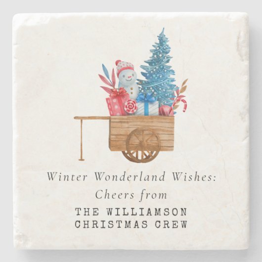 VINTAGE WASSERKRISTMAS PERSONALISIEREN STEINUNTERSETZER (Vorderseite)