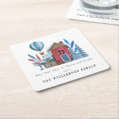 VINTAGE WASSERKRISTMAS PERSONALISIERTE FAMILIE RECHTECKIGER PAPPUNTERSETZER (angewinkelt)