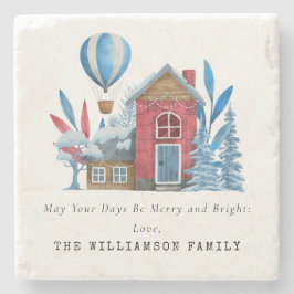 VINTAGE WASSERKRISTMAS PERSONALISIERTE FAMILIE STEINUNTERSETZER