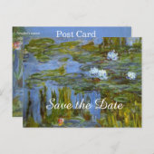 Vintage Wasserlilie Save the Date, Claude Monet Ankündigungspostkarte (Vorne/Hinten)