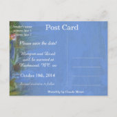 Vintage Wasserlilie Save the Date, Claude Monet Ankündigungspostkarte (Rückseite)