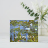 Vintage Wasserlilie Save the Date, Claude Monet Ankündigungspostkarte (Stehend Vorderseite)
