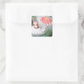 Vintage Wasserlilien Blume im Garten Quadratischer Aufkleber (Tasche)