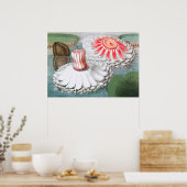 Vintage Wasserlilien Blume in einem Teich Poster (Küche)