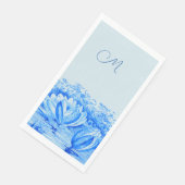 Vintage Wasserlilien - mit Monogramm blau Serviette (Ecke)
