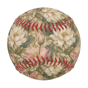 Vintage Wasserlotus Botanisches Blumenmuster Baseball