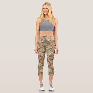 Vintage Wasserlotus Botanisches Blumenmuster Capri Leggings