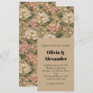 Vintage Wasserlotus Botanisches Blumenmuster Einladung