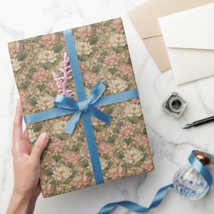 Vintage Wasserlotus Botanisches Blumenmuster Geschenkpapier