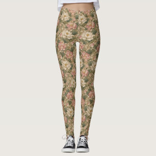 Vintage Wasserlotus Botanisches Blumenmuster Leggings