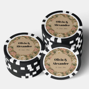 Vintage Wasserlotus Botanisches Blumenmuster Pokerchips