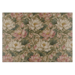 Vintage Wasserlotus Botanisches Blumenmuster Schneidebrett