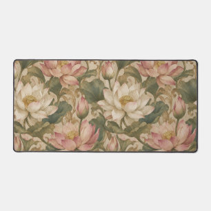Vintage Wasserlotus Botanisches Blumenmuster Schreibtischunterlage