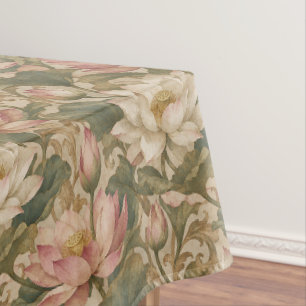 Vintage Wasserlotus Botanisches Blumenmuster Tischdecke