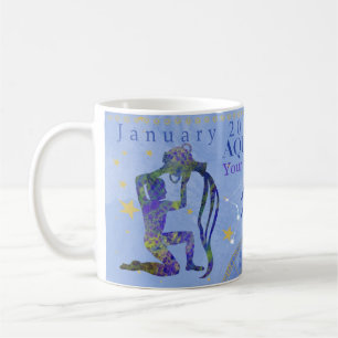 vintage Wassermann-Sternzeichen blau personalisier Kaffeetasse