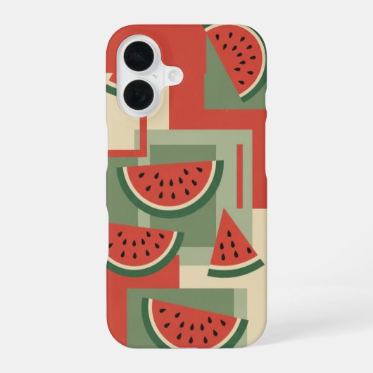 Vintage-Wassermelonen-Blockmuster iPhone 16 Hülle (Rückseite)