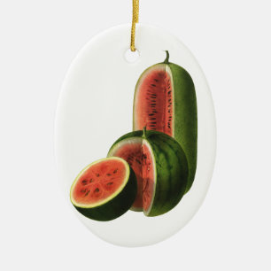 Vintage Wassermelonen Große Runde, Bio Lebensmitte Keramik Ornament